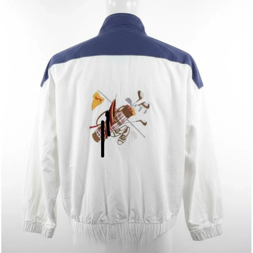 Vintage Peanut Butter‎ Jelly Jacket Women's Large White Blue Golf Embroidered